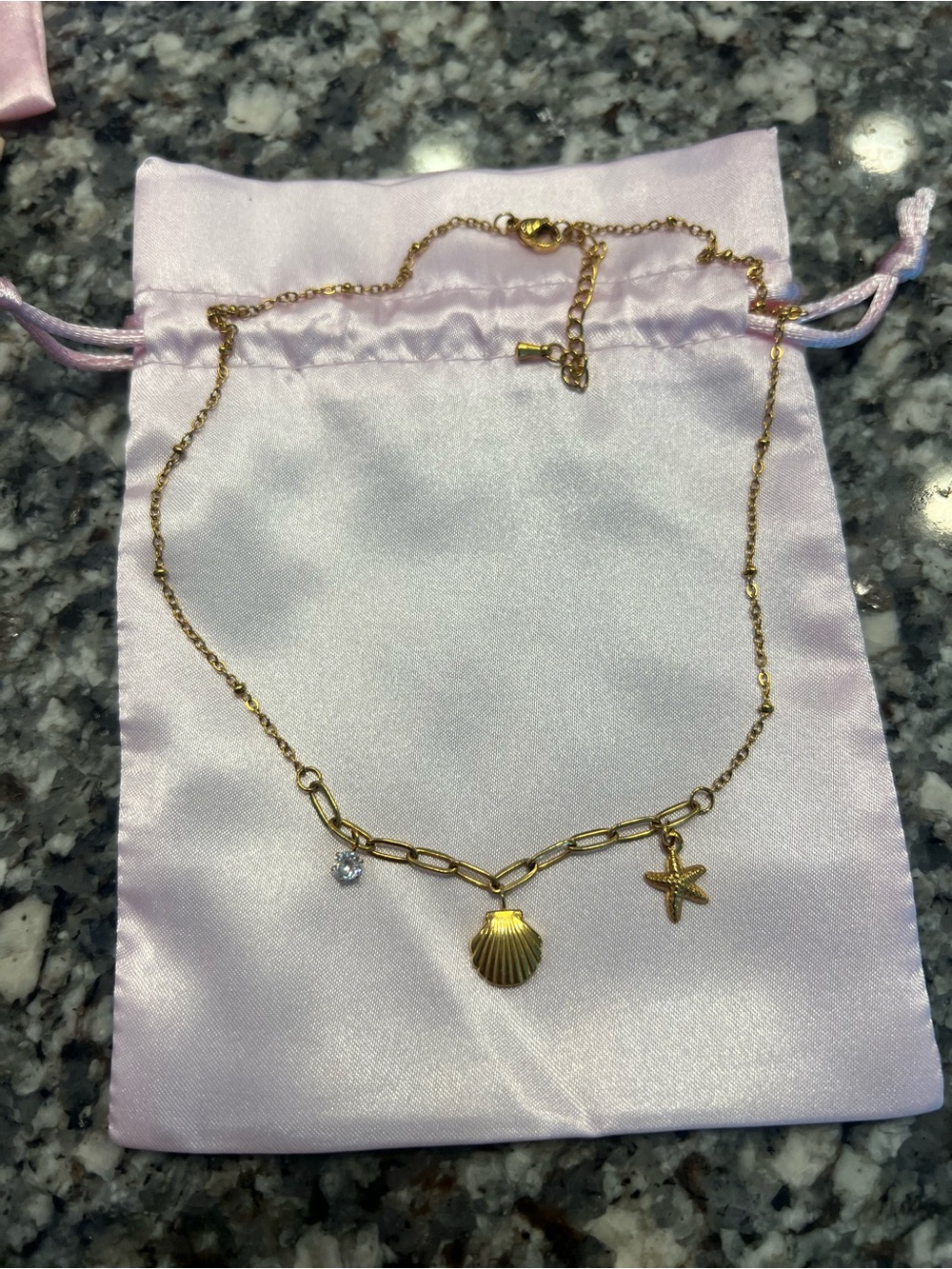Beautiful Earth Gold Necklace with Shell and starfish
